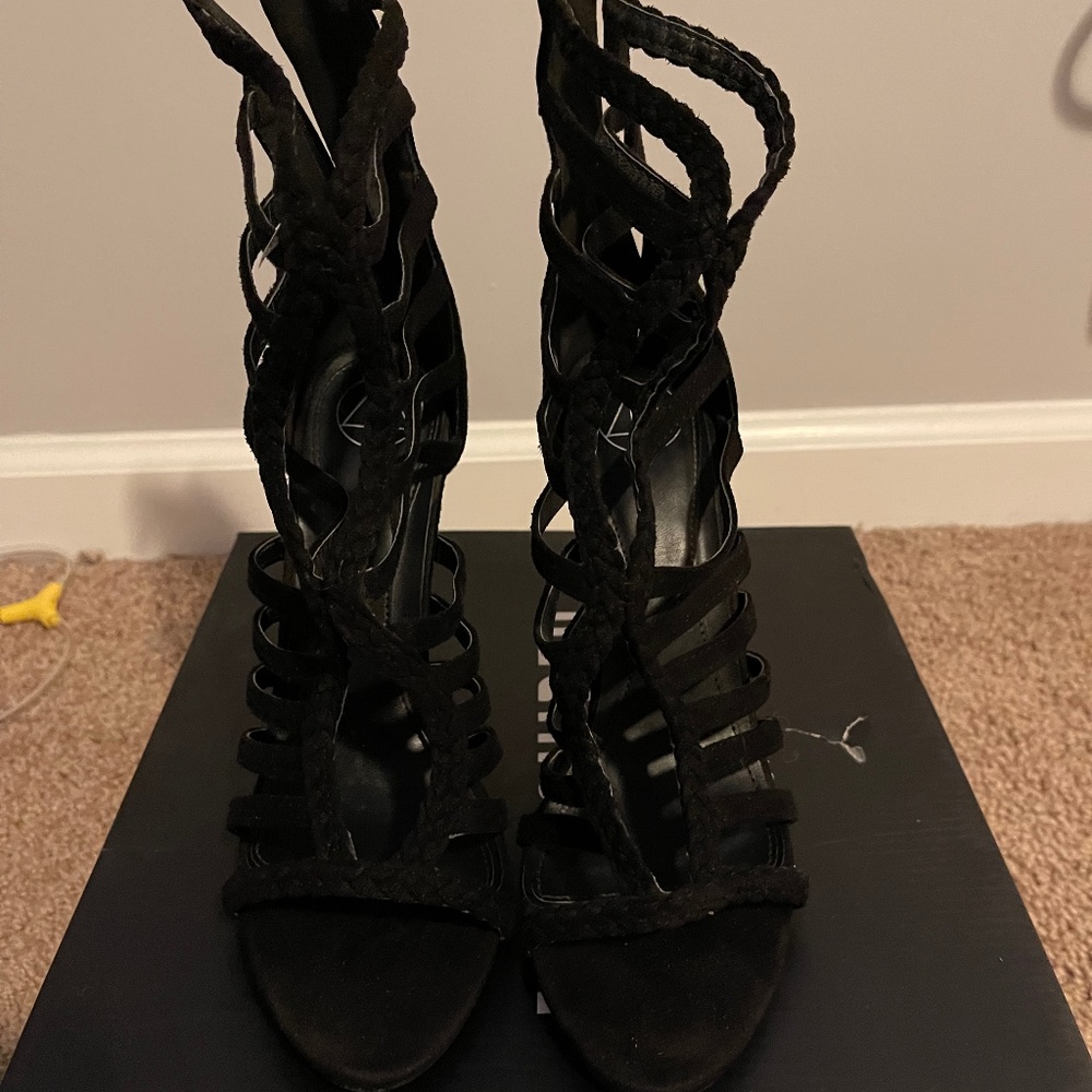 Black suede heels